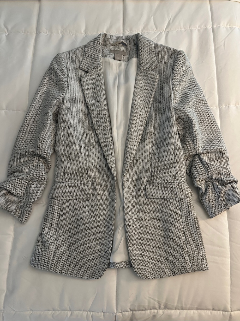 H&M Light Gray Herringbone Blazer